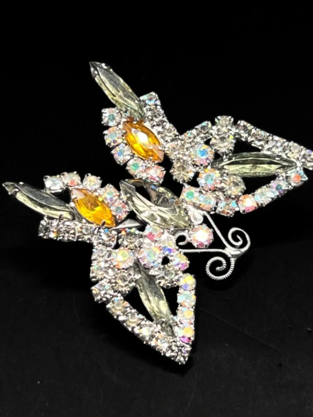 Vintage Juliana D&E Butterfly Rhinestone Brooch-Unsigned